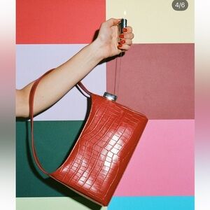 Edie Parker Red Croc-Embossed Lighter Shoulder Bag